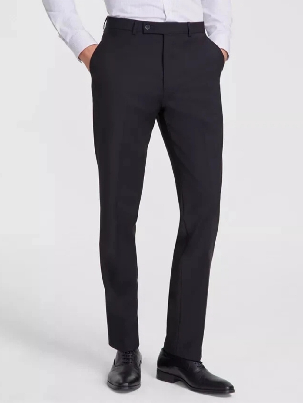 Calvin Klein Classic Flat Front Dress Pants Wool Blend Slacks In Navy Size 38x30